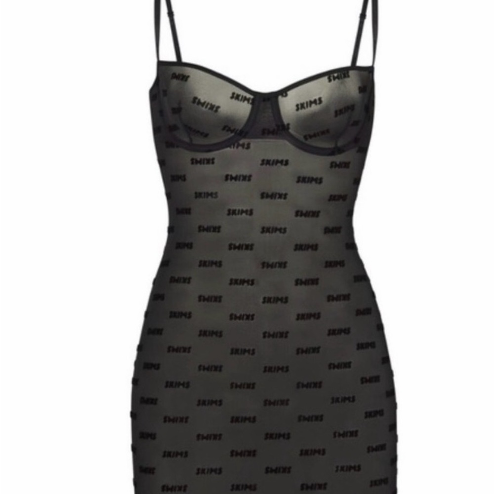 Skims black Sheer Slip Dress